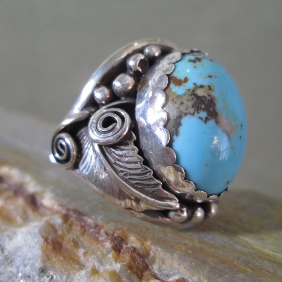Navajo Turquoise Ring Sterling Silver  Mens Sz 13 - Picture 4 of 8